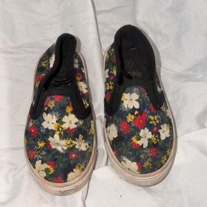 Simply Petals Floral Slip-On Sneakers Kids Size 7 Canvas Casual Shoes